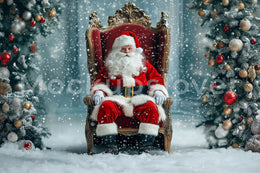 Christmas Santa Claus Digital Photography Background, Holiday Backdrop, Winter Wonderland, Fantasy Forest, Kids Portrait, Photoshop Template