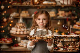 10 Christmas Farmhouse Kitchen Digital Backdrops, Bakery Photo Background Bundle, Holiday Kids Portrait Prop, Photoshop & Canva Template