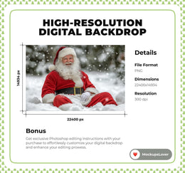 20 Christmas Digital Photography Background Bundle, Santa Backdrop, Kids Photo Prop, Fantasy Forest, Winter Wonderland, Photoshop Template
