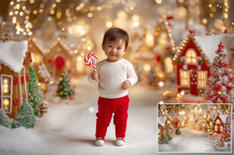 15 Candyland Christmas Digital Background Bundle, Xmas Village Backdrop, Kids Photography Composite, Candy Cane Wonderland Gingerbread House
