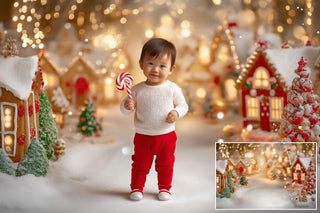 15 Candyland Christmas Digital Background Bundle, Xmas Village Backdrop, Kids Photography Composite, Candy Cane Wonderland Gingerbread House