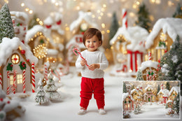15 Candyland Christmas Digital Background Bundle, Xmas Village Backdrop, Kids Photography Composite, Candy Cane Wonderland Gingerbread House