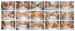 15 Candyland Christmas Digital Background Bundle, Xmas Village Backdrop, Kids Photography Composite, Candy Cane Wonderland Gingerbread House