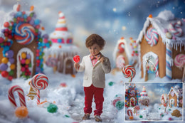 10 Candyland Christmas Digital Background Bundle, Xmas Village Backdrop, Kids Photography Composite, Candy Cane Wonderland Gingerbread House