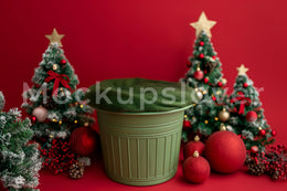 Red Christmas Newborn Digital Backdrop, Holiday Studio Photo Background, Xmas Baby Prop, Photoshop & Canva Template, Photo Editing