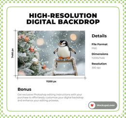 300 Christmas Animals Digital Background Bundle, Winter Creative Composite Backdrop, Woodland Animals, Holiday Kids Prop, Photoshop Action