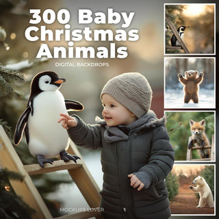 woodland animals scene with christmas trees and snow, suitable for holiday photography