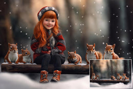 300 Christmas Animals Digital Background Bundle, Winter Creative Composite Backdrop, Woodland Animals, Holiday Kids Prop, Photoshop Action