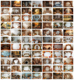 Autumn Digital Background Bundle, Holiday Kids Prop, Pumpkin, Fall Leaves Creative Composite Backdrop, Wedding, Maternity, Family Portrait