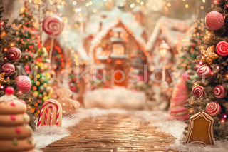 Holiday Digital Photography Background, Gingerbread House Backdrop, Christmas Cookies, Village, Kids Photo Prop, Photoshop Template