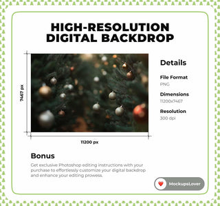 Christmas Tree Farm Digital Backdrop, Winter Wonderland Photo Background, Holiday Portrait Kids Prop, Forest, Photoshop & Canva Template