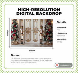 Christmas Princess Digital Backdrop, Nutcracker Ballet Background, Vintage Christmas, Holiday Kids Portrait Photo Prop, Winter Wonderland