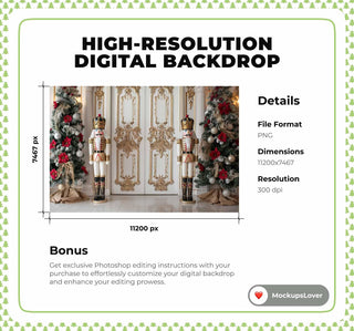 Christmas Princess Digital Backdrop, Nutcracker Ballet Background, Vintage Christmas, Holiday Kids Portrait Photo Prop, Winter Wonderland