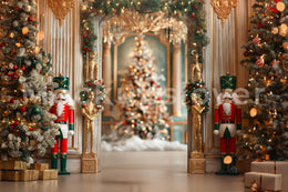 Christmas Nutcracker Digital Background, Giant Nutcracker Backdrop, Vintage Christmas, Holiday Family Portrait Photo, Winter Wonderland