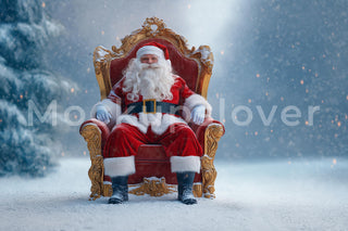Nordic Christmas Santa Claus Digital Backdrop, North Pole Photo Background, Holiday Kids Prop, Winter Wonderland, Photoshop & Canva Template
