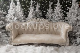 Christmas Digital Photography Background, Winter Wonderland Backdrop, Sofa, Kids Holiday Studio Photo Prop, Photoshop Template, Vintage