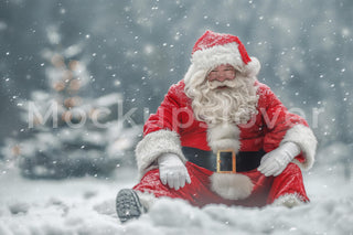 Santa Claus Digital Backdrop, North Pole, Christmas Photo Background, Holiday Kids Prop, Winter Wonderland, Photoshop & Canva Template