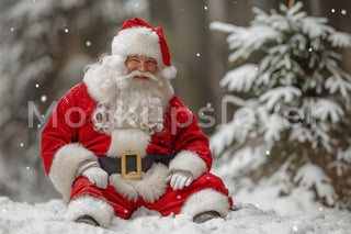 Santa Claus Digital Photography Background, Christmas Backdrop, Winter Wonderland, Kids Portrait Prop, Fantasy Forest, Photoshop Template