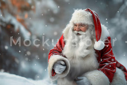 Santa Claus Digital Backdrop, Christmas Photo Background, Holiday Kids Portrait Prop, Winter Wonderland, Photoshop & Canva Template