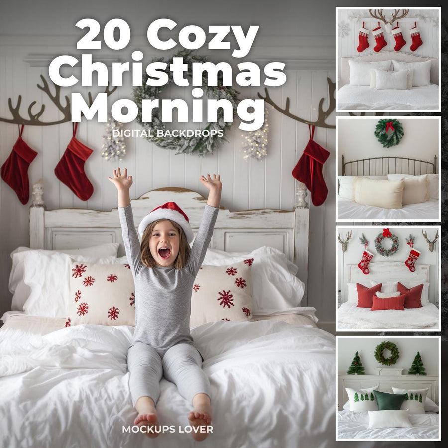 christmas family portrait scene featuring a festive backdrop, ideal for holiday photoshoots