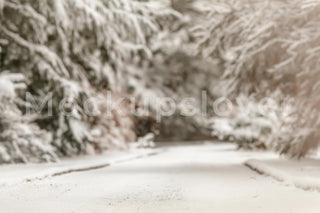 Snowy Forest Digital Photo Background, Winter Wonderland, Holiday Backdrop, Kids Prop, Christmas Princess, Photoshop & Canva Template