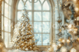 Golden Christmas Princess Digital Backdrop, Holiday Photo Background, Kids Portrait Prop, Winter Wonderland, Photoshop & Canva Tempate