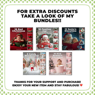 20 Christmas Digital Photography Background Bundle, Santa Backdrop, Kids Photo Prop, Fantasy Forest, Winter Wonderland, Photoshop Template