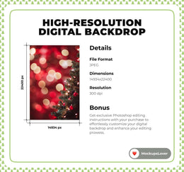 32 Christmastime Bokeh Digital Photography Background Bundle, Photoshop Overlays, Studio Backdrops For Photographers, Wedding & Senior Prop