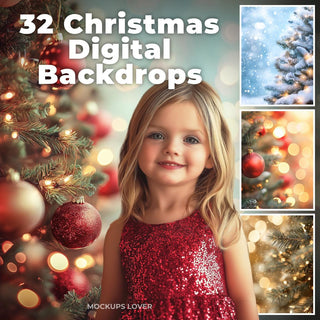 scene of a festive christmas backdrop with holiday lights and winter elements, suitable for portrait photography