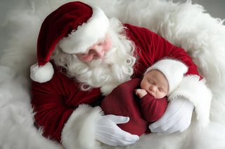 newborn baby in santa claus digital backdrop overlay with christmas theme for photoshop and canva