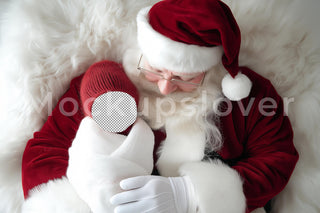 Christmas Newborn Face Swap Overlay, Santa Claus Digital Backdrop, White Studio Background, Baby Portrait Prop, Photoshop & Canva Template