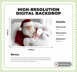 Santa Claus Newborn Digital Photography Background, Christmas Backdrop, Face Swap, Holiday Baby Prop, Winter Wonderland, Photoshop Overlay