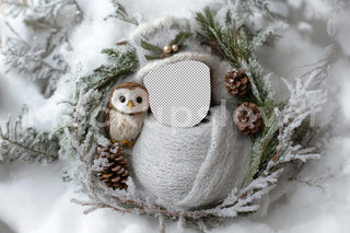 Newborn Christmas Digital Photography Backdrop, Face Swap Overlay, Holiday Baby Prop, Winter Wonderland Background, Photoshop Template