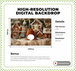 Newborn Digital Backdrop, Christmas Train Photo Background, Face Swap Overlay, Holiday Baby Portrait Prop, Photoshop & Canva Template