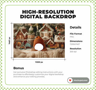 Newborn Digital Backdrop, Christmas Train Photo Background, Face Swap Overlay, Holiday Baby Portrait Prop, Photoshop & Canva Template