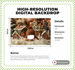 Christmas Village Newborn Digital Photography Background, Gingerbread House Backdrop, Holiday Baby Prop, Face Swap, Photoshop Overlay