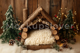 Rustic Christmas Baby Digital Backdrop, Newborn Photo Props, Holiday Wooden Studio Background, Winter Wonderland, Photoshop Template