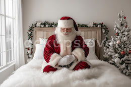 Santa Claus Newborn Digital Backdrop, Christmas White Studio Photo Background, Holiday Baby Prop, Winter Wonderland, Photoshop Template