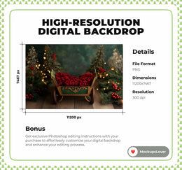 Christmas Newborn Digital Background, Photography Prop, Studio Composite Backdrop, Instant Download, Winter Wonderland, Christmas Tree