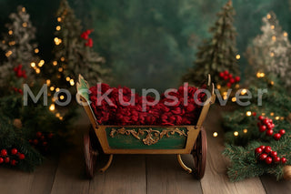 Christmas Newborn Digital Background, Photography Prop, Studio Composite Backdrop, Instant Download, Winter Wonderland, Christmas Tree