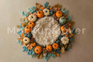 Fall Newborn Digital Background, Baby Nest & Pumpkins, Autumn Photography Backdrop, Creative Composite, Girl/Boy Prop, Photoshop Template