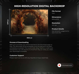 Fall Arch Digital Backdrop, Boho Photo Background, Autumn Leaves Archway, Maternity, Wedding, Kids Prop, Photoshop & Canva Template