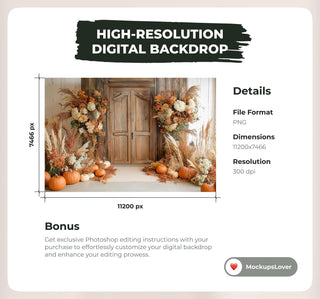 Autumn Digital Background Bundle, Holiday Kids Prop, Pumpkin, Fall Leaves Creative Composite Backdrop, Wedding, Maternity, Family Portrait