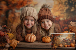 Autumn Digital Background Bundle, Holiday Kids Prop, Pumpkin, Fall Leaves Creative Composite Backdrop, Wedding, Maternity, Family Portrait