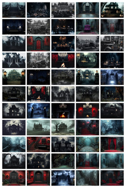 Wednesday Addams Halloween Digital Backgrounds: Spooky Gothic Bundle (PNG)