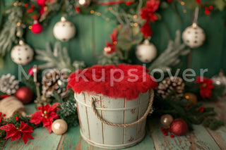 Cozy Christmas Baby Digital Photo Background, Xmas Holiday Newborn Prop, Wooden Studio Backdrop, Photoshop & Canva Template, Photo Editing