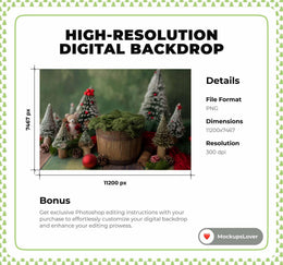 Christmas Newborn Digital Background with Christmas Tree & Balls, Photography Prop, Creative Studio Composite Backdrop, Instant Download