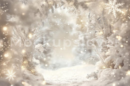 Winter Wonderland Digital Background, Frozen Arch Backdrop, Holiday Kids Portrait Prop, Festive Christmas, Photoshop & Canva Template