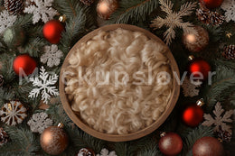 Christmas Newborn Digital Background, Winter Wonderland Photo Backdrop, Cozy Holiday Studio Baby Xmas Prop, Photoshop & Canva Template