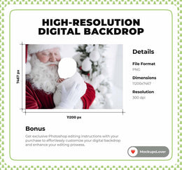 Christmas Newborn Digital Photography Background, Santa Claus Backdrop, Face Swap Overlay, Holiday Baby Photo Prop, Photoshop Template
